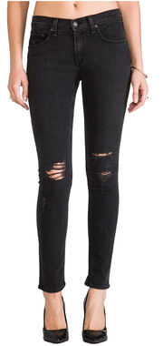RAG & BONE skinny jeans distressed black size 26 W1502K302 Black w/ Holes